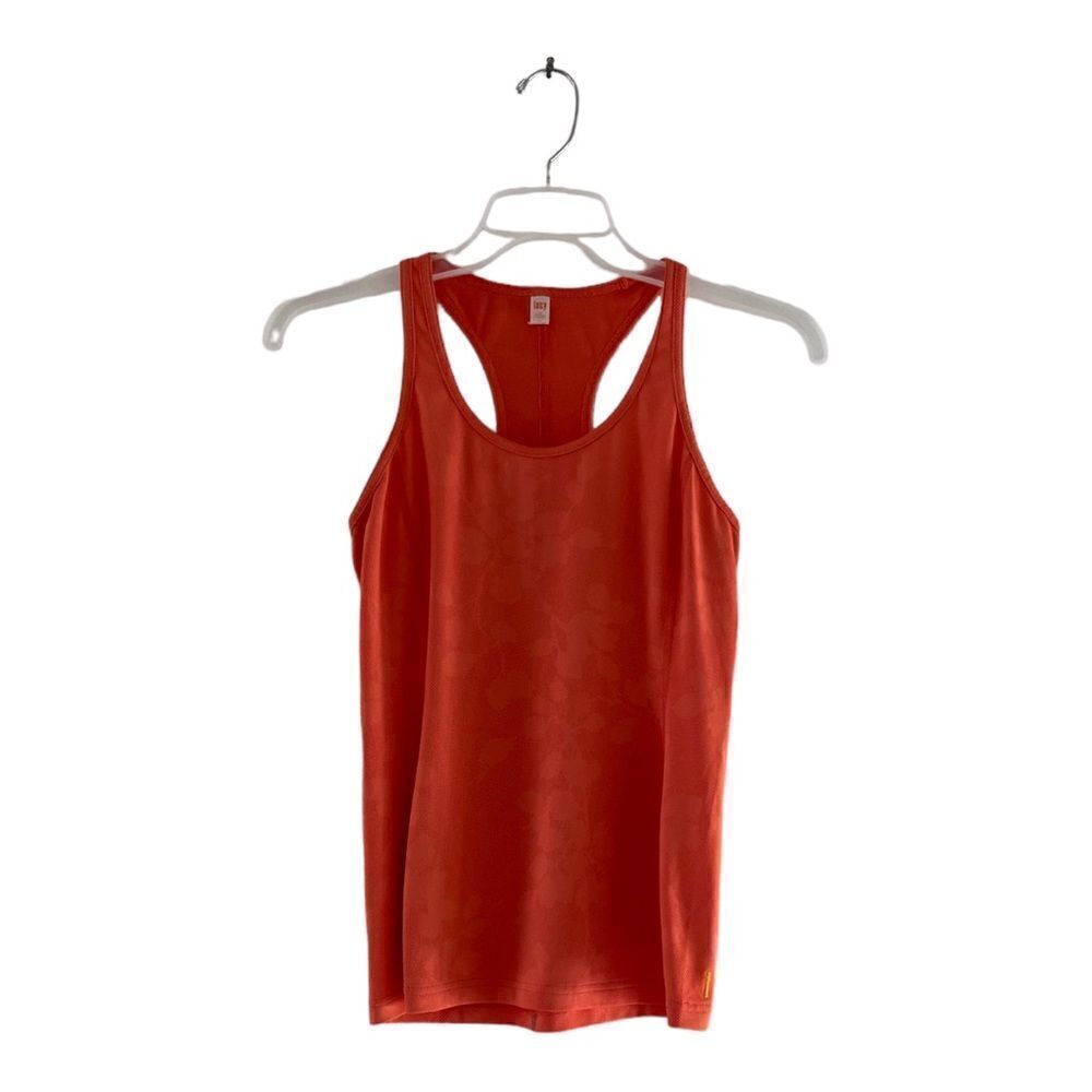 Lucy Racerback Workout Tank Top Floral Mesh Size XS  Orange